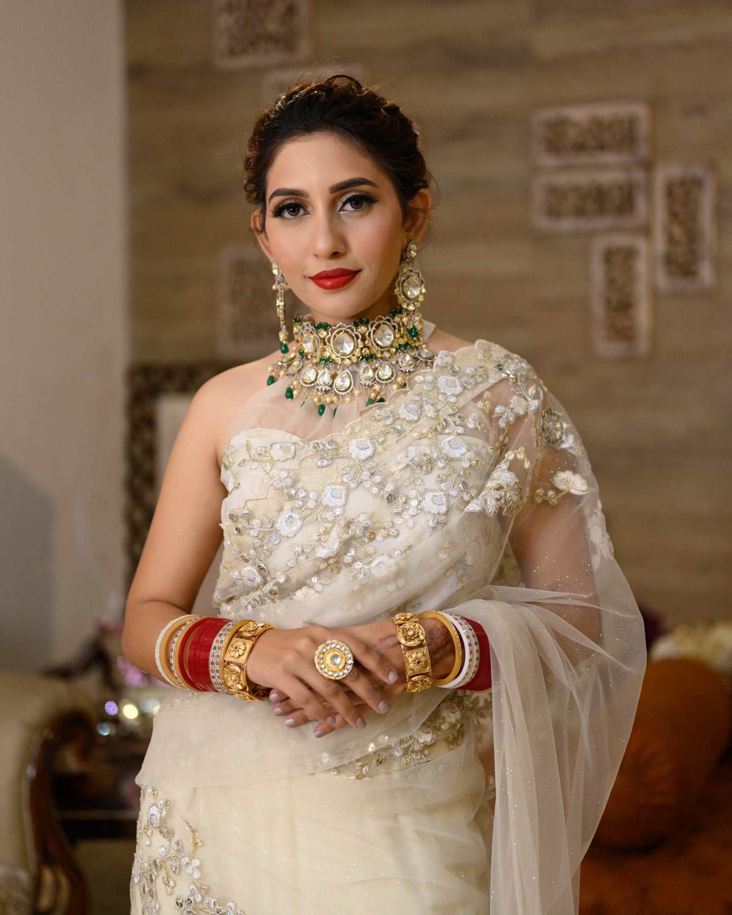 White Saree With Handwork