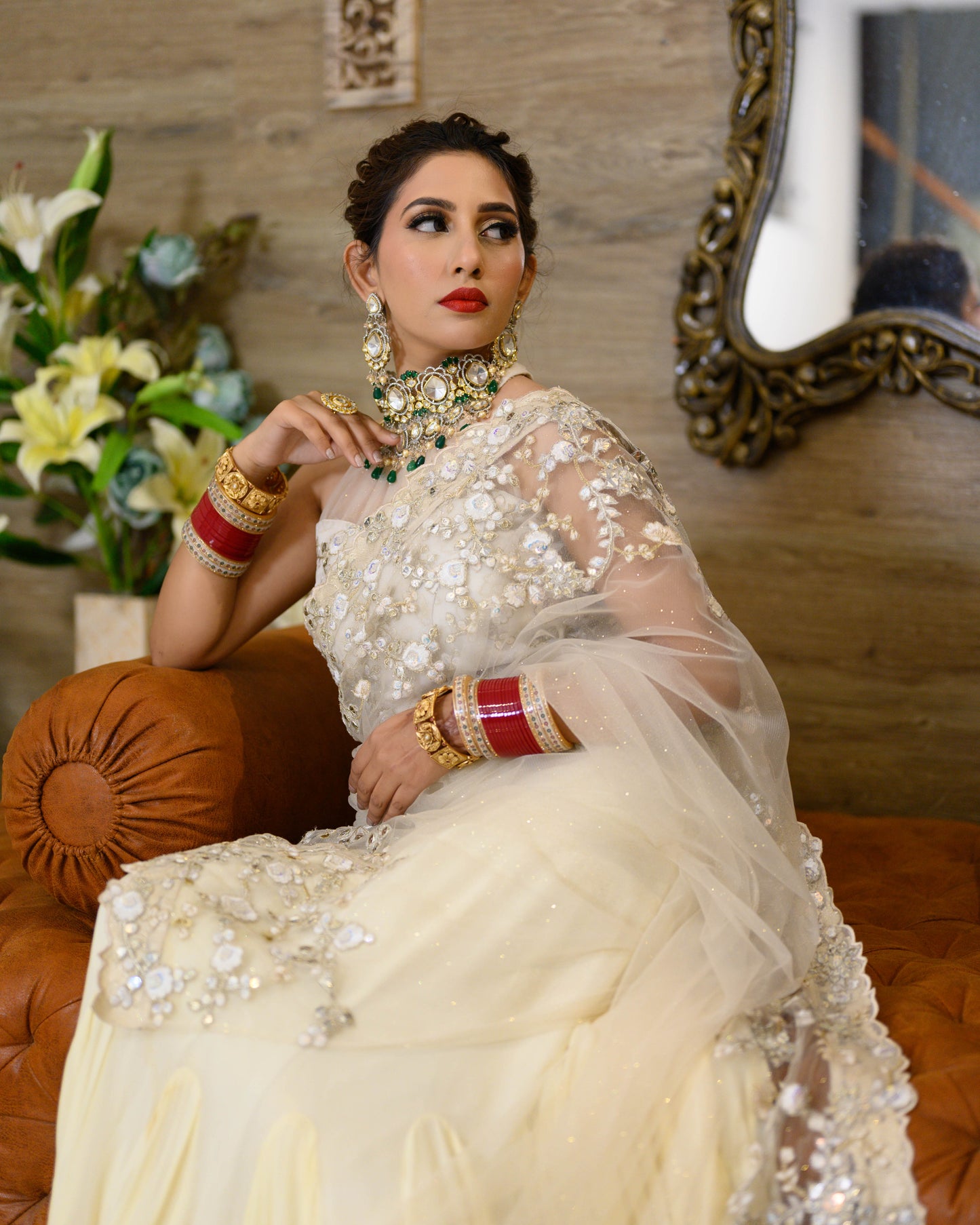 White Saree With Handwork