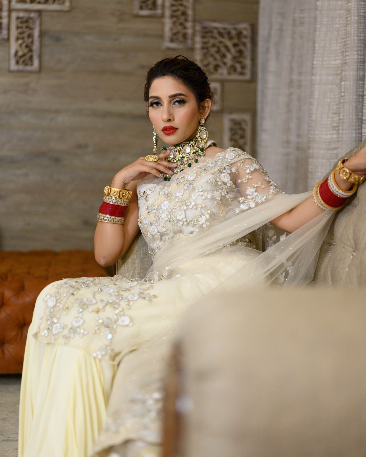 White Saree With Handwork