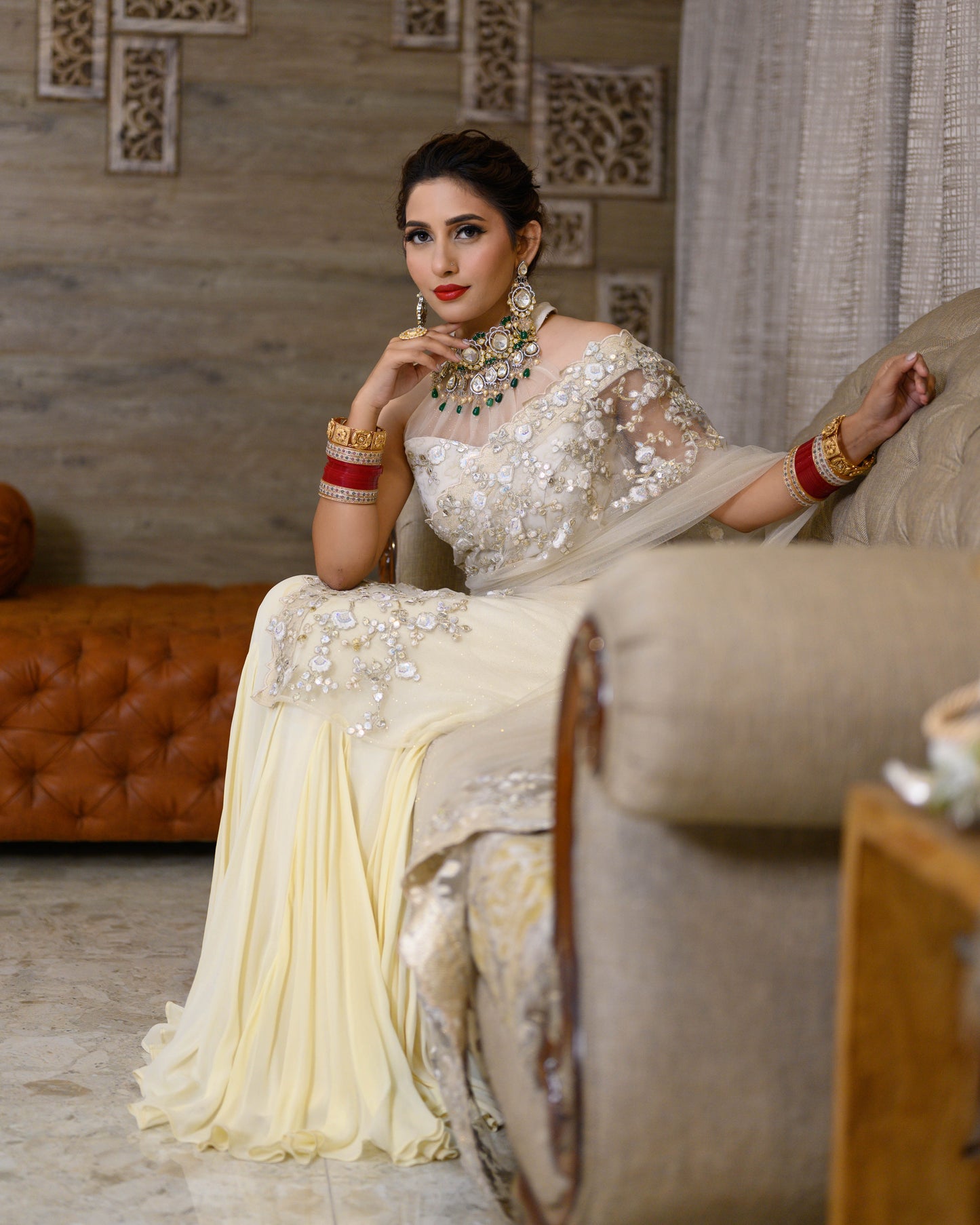 White Saree With Handwork