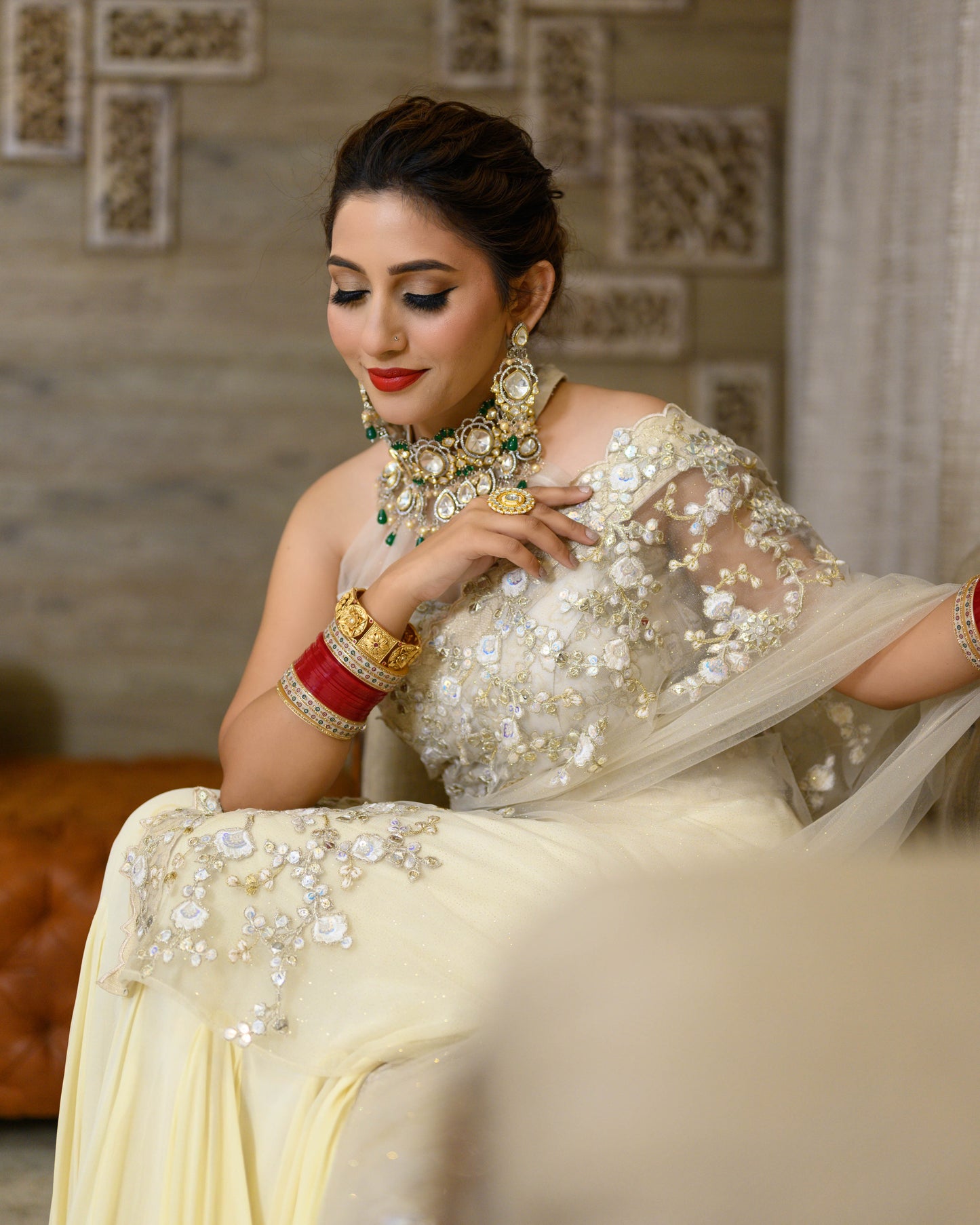 White Saree With Handwork
